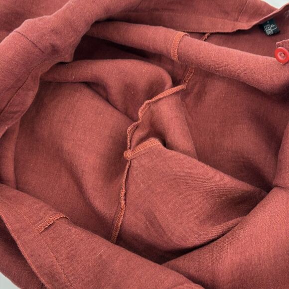 Animale Women’s Rust Linen Cropped Wide Leg Flat Front Pants Size Large - Picture 7 of 13